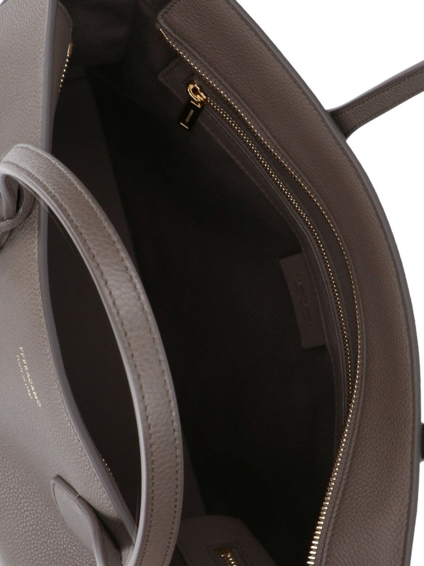 Ferragamo Small Grey Calfskin Tote