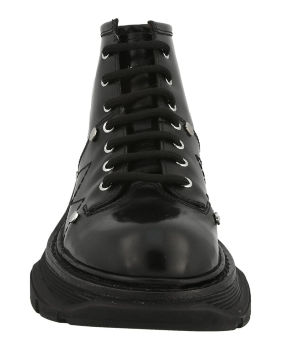 Alexander Mcqueen Leather Ankle Combat Boots