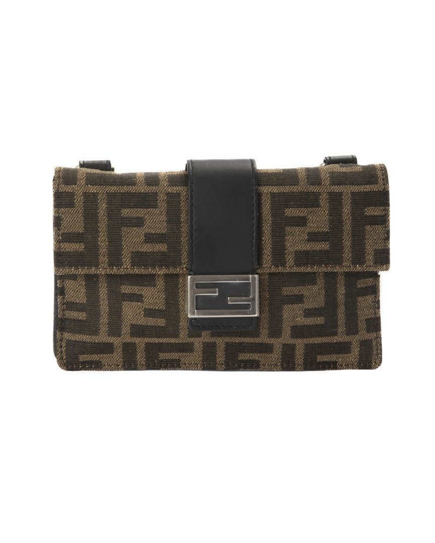 Fendi Mini Ff Logomania Canvas Baguette Bag
