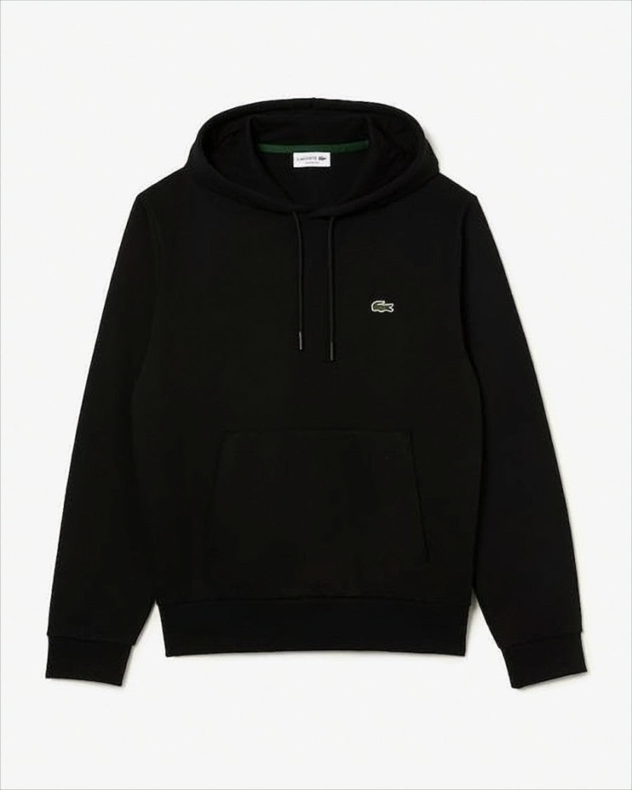 Lacoste Classic Black Hoodie With Kangaroo Pocket