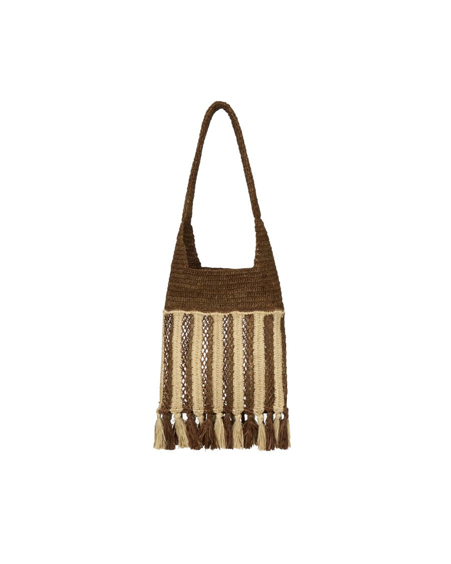 Isabel Marant Handwoven Raffia Tote Bag With Fringe And Logo Detail