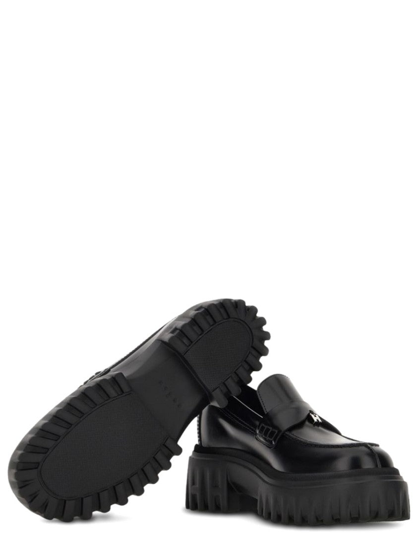Hogan Black Penny Strap Calfskin Loafers