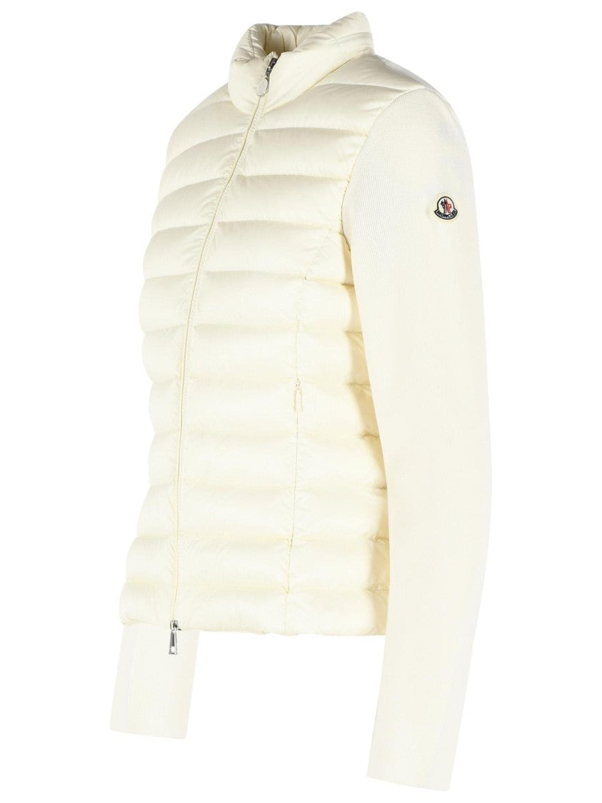 Moncler Padded Virgin Wool Cardigan With Ivory White Zip