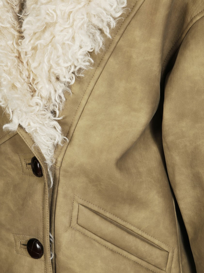 Isabel Marant Étoile Structured High-Collar Coat With Shearling Lining