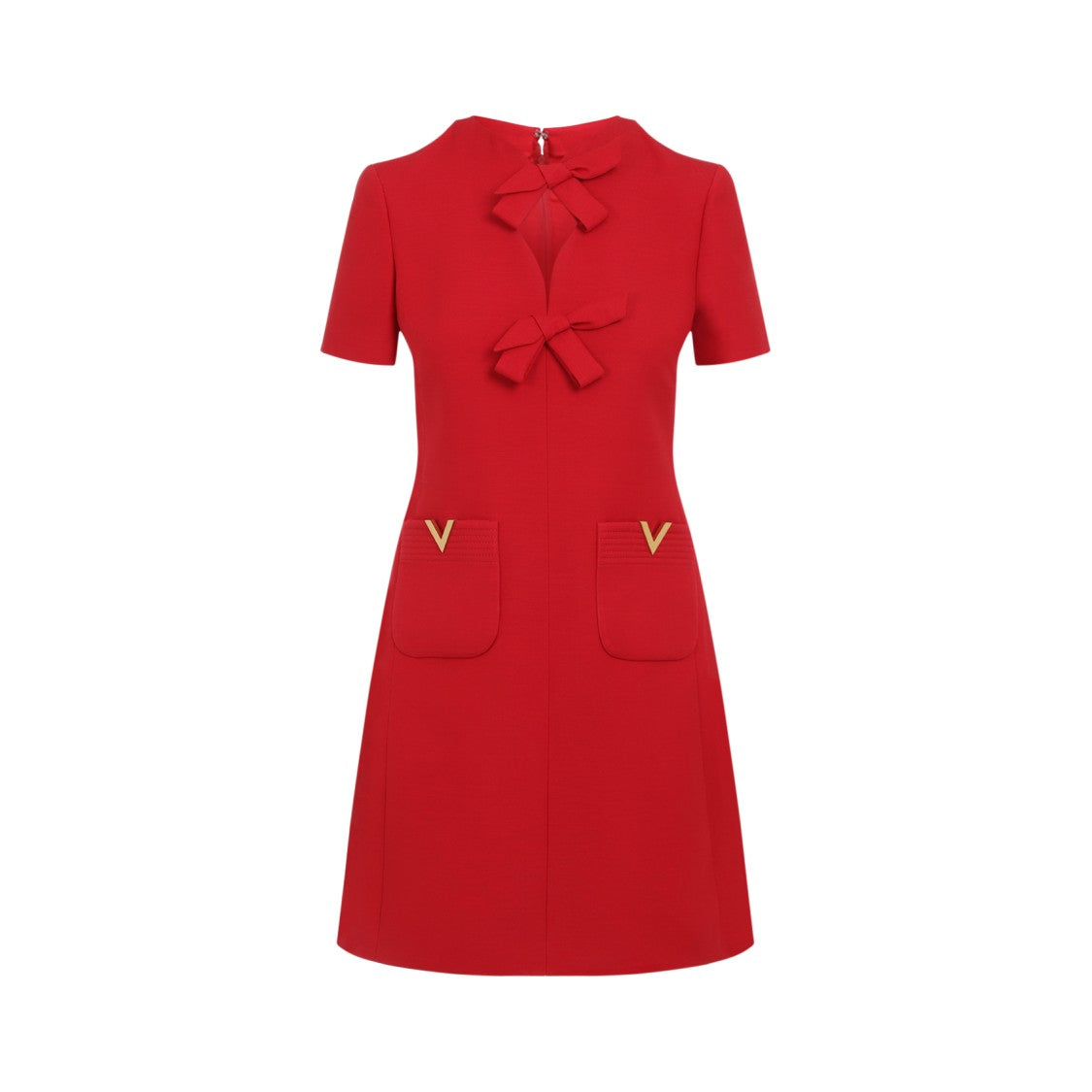 Valentino Fitted Red Dress With Decorative Bows