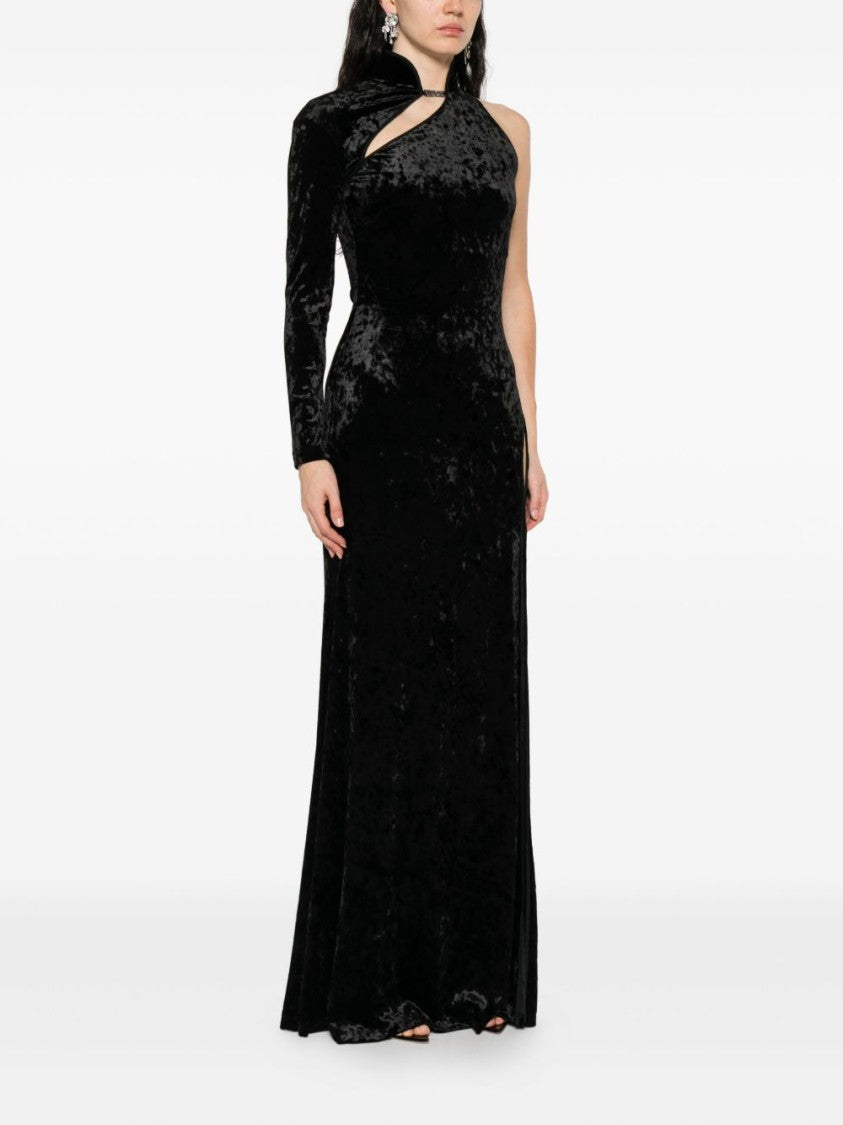 Versace Jeans Couture Asymmetrical Black Velvet Evening Dress