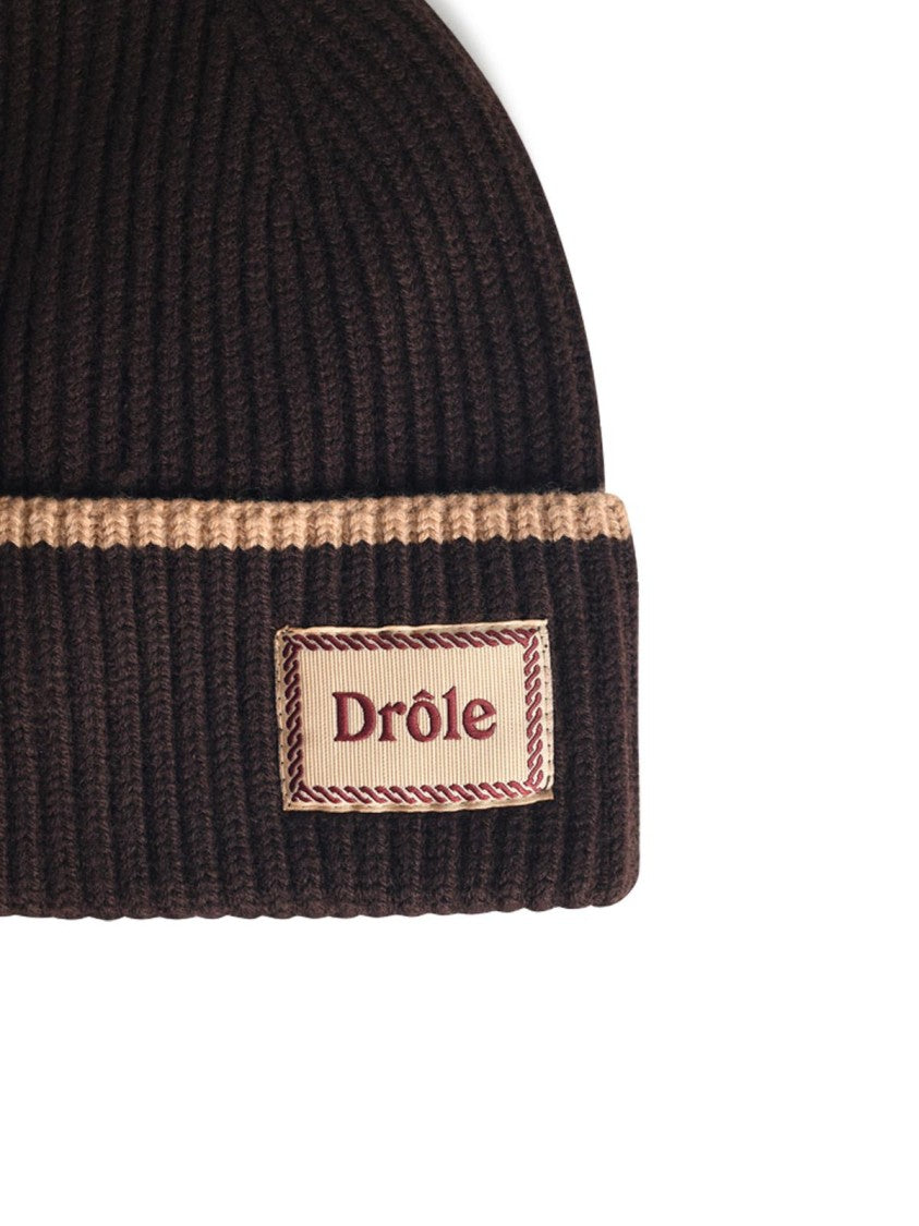 Drôle De Monsieur 'Le Bonnet Laine' Brown Merino Wool Beanie