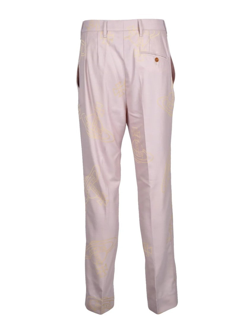 Vivienne Westwood Beige Wool Trousers With High Waist And Straight Leg