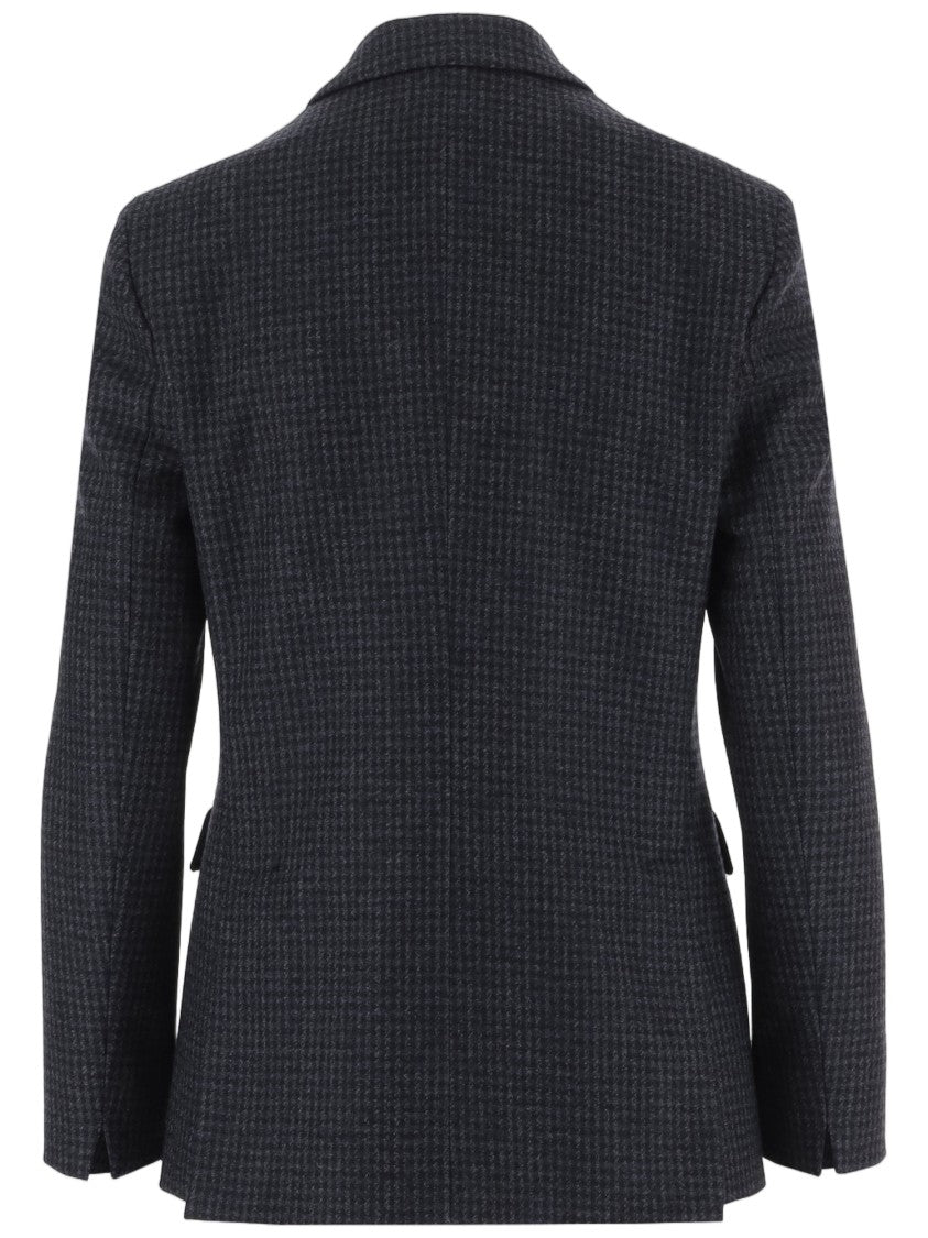 Lardini Dark Gray Layered Check Wool-Blend Jacket