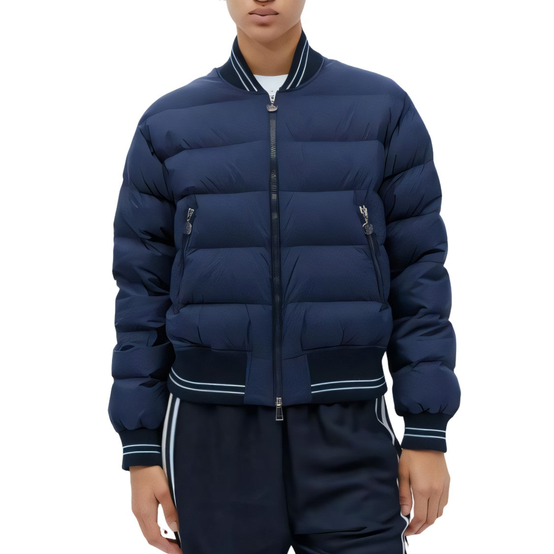 Moncler Quilted Moncler Down Jacket With Contrasting Stripes