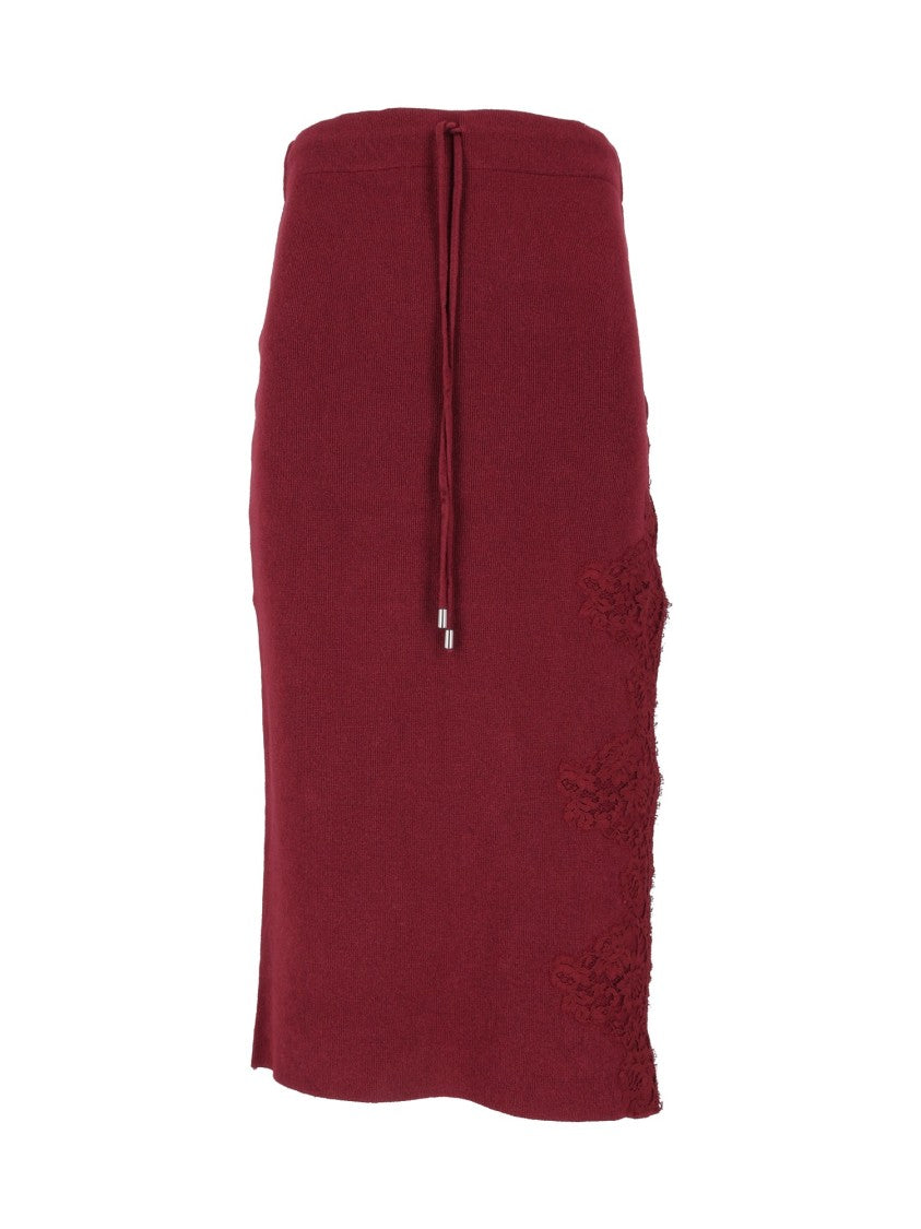 Ermanno Scervino Gonna In Maglia Lace Detail Knit Mini Skirt