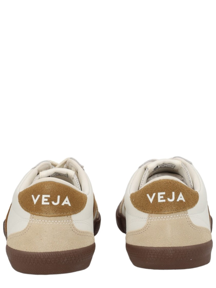 Veja White Leather Suede Low-Top Sneakers
