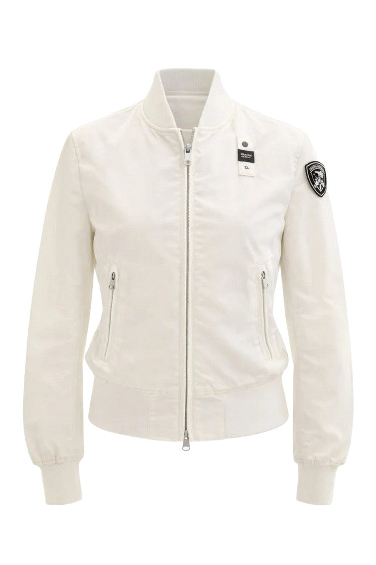 Blauer White Zip-Front Polyamide Bomber Jacket