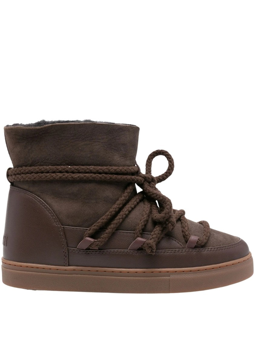 Inuikii Dark Brown Lace-Up Boots With Cozy Lamb Shearling Lining