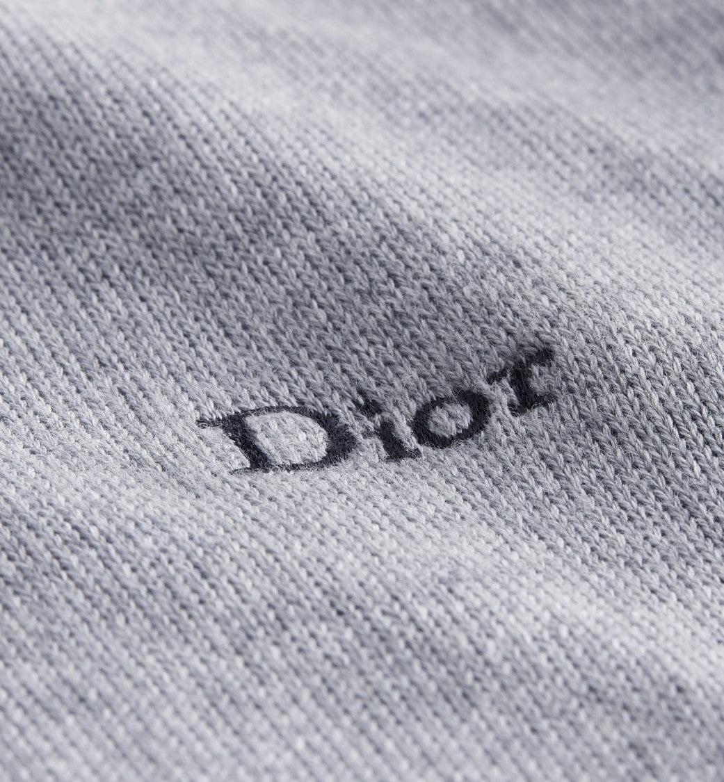 Christian Dior Light Grey Zip-Up Knit Top With Contrast Hood Lining