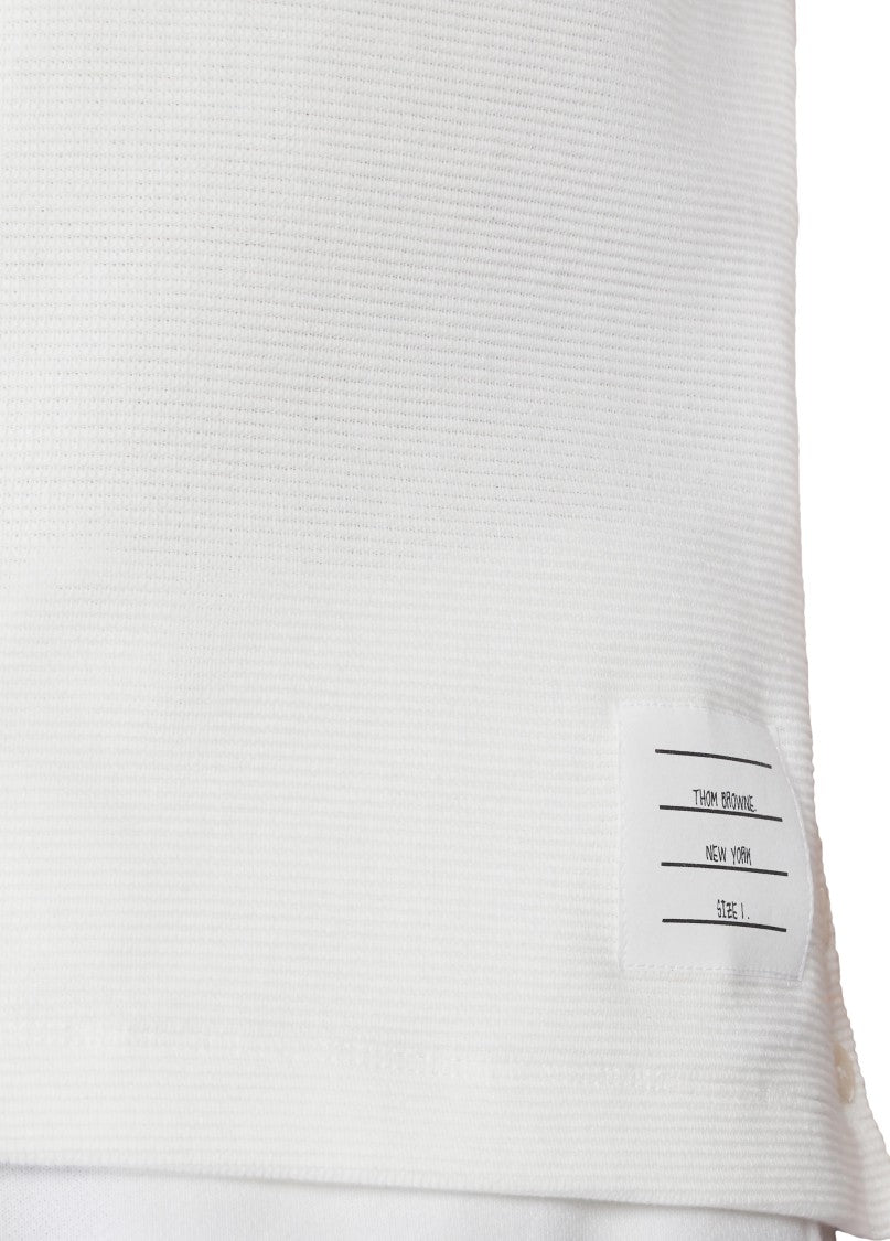 Thom Browne Short-Sleeve Polo Shirt With Structured Collar And Contrasting Stripes