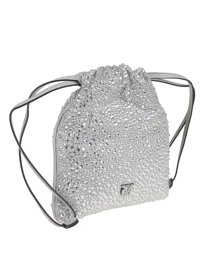 Pinko Rhinestone-Embellished Drawstring Shoulder Bag