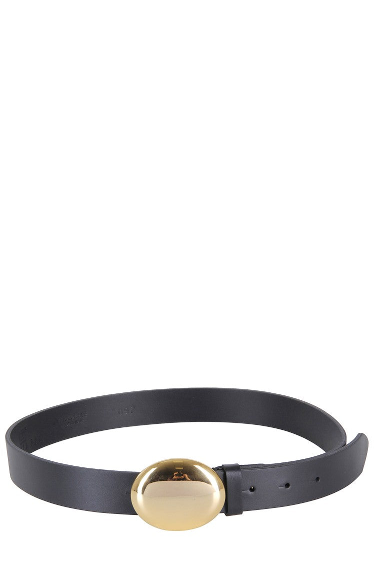 Federica Tosi Black And Gold Mindy Metallic Buckle Leather Belt