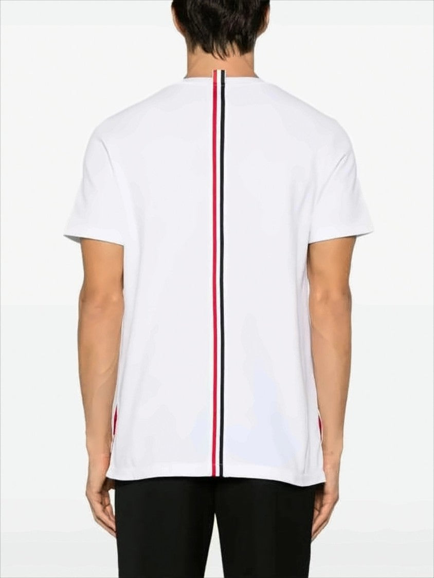 Thom Browne Short-Sleeve T-Shirt With Vertical Tricolor Stripe