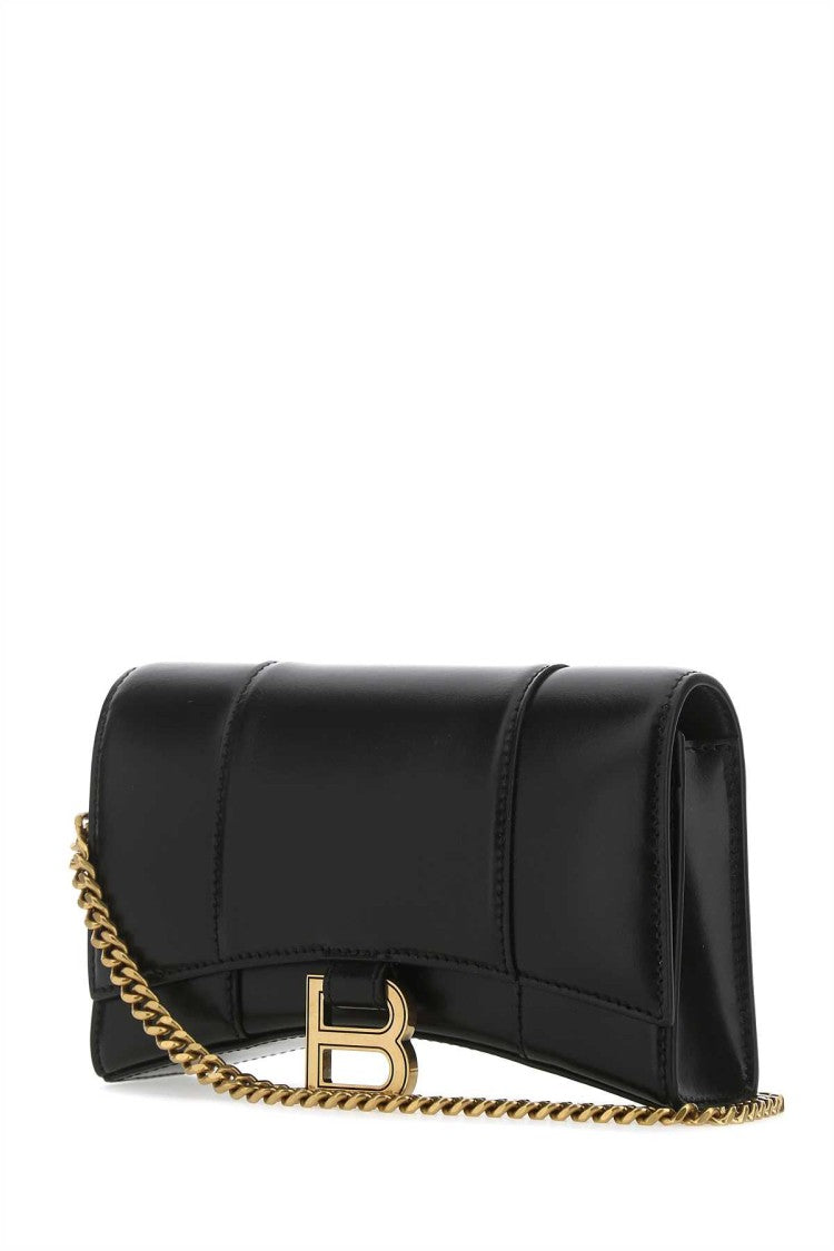 Balenciaga Black Leather Hourglass Clutch