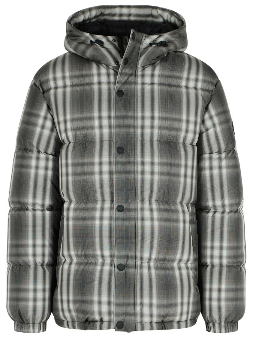 Burberry Gradient 'Check' Hooded Black Polyester Down Jacket