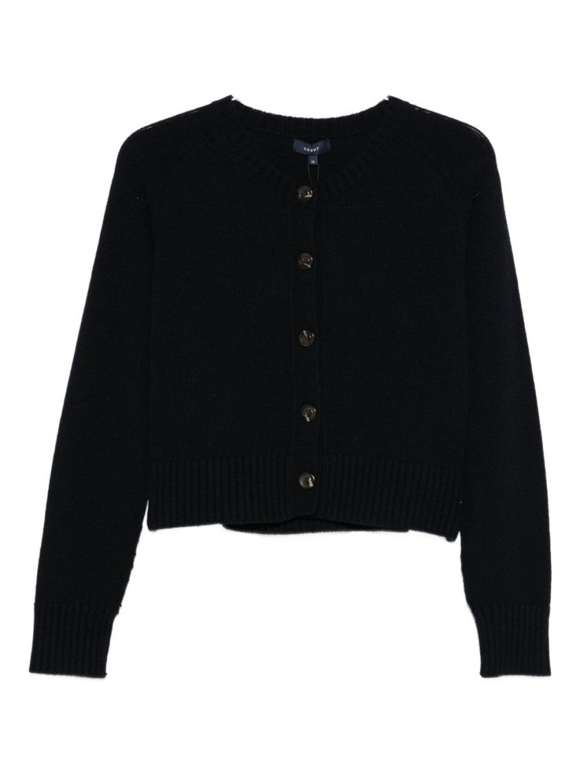 Soeur Cropped Merino Wool Sweater With Button Closure