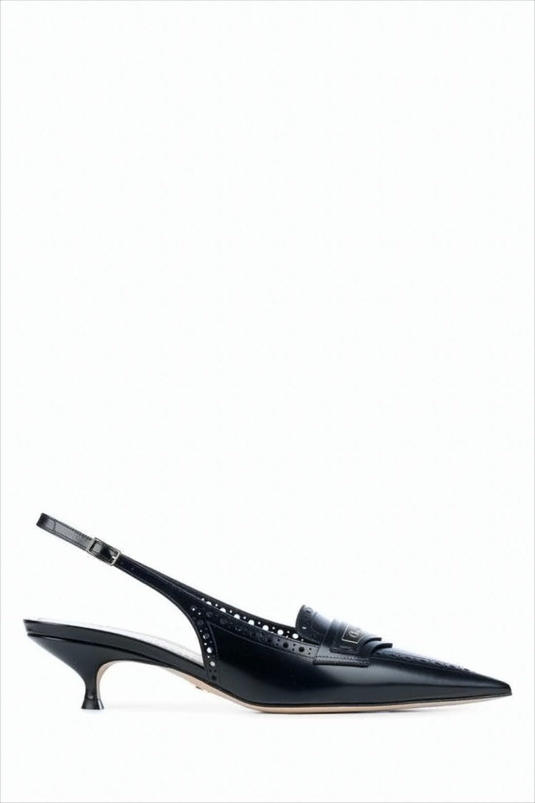 Christian Dior Pointed-Toe Slingback Pumps With Perforated Detailing