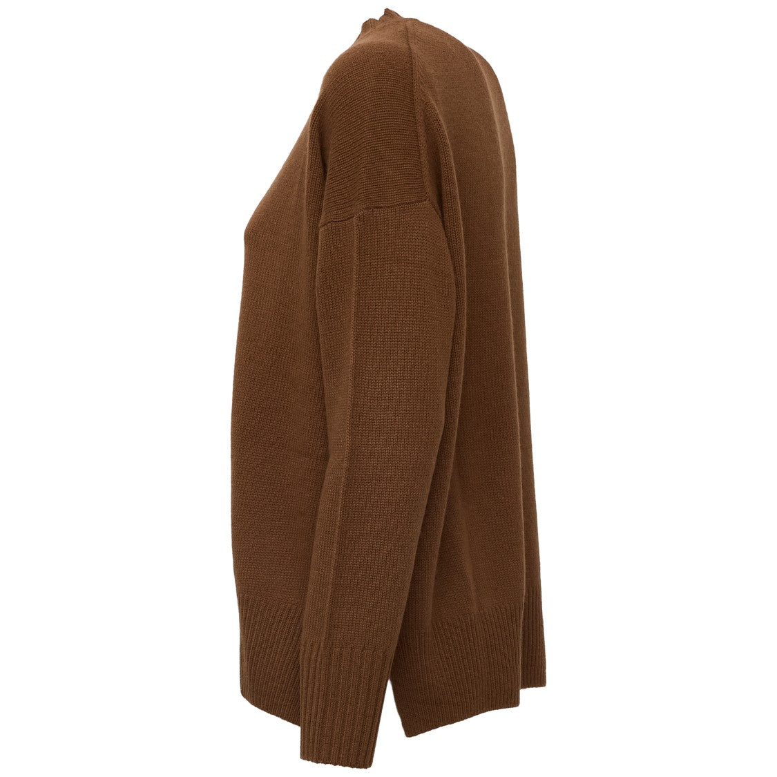 Allude 3-Ply Ribbed Side Slit Cashmere Crewneck Sweater