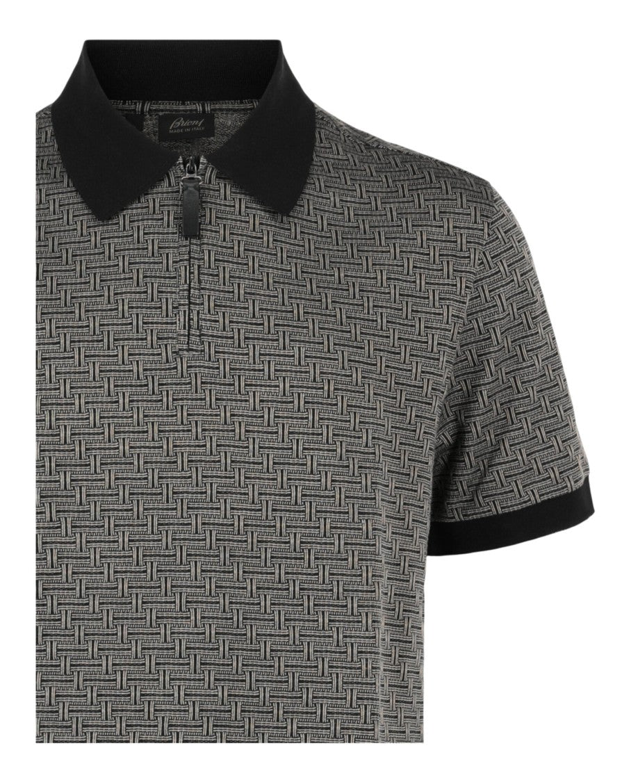 Brioni Geometric Contrast-Trim Polo