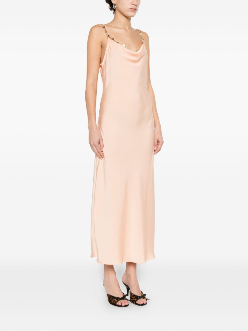 Rabanne Salmon Draped Midi Dress