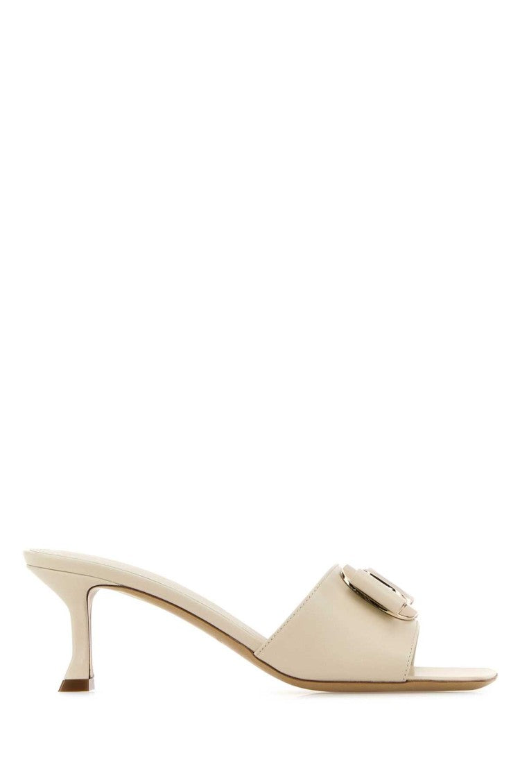 Salvatore Ferragamo Ivory Leather Zelie Mules