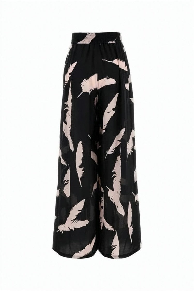 Alexander Mcqueen Wide-Leg Silk Shorts With Feather Print
