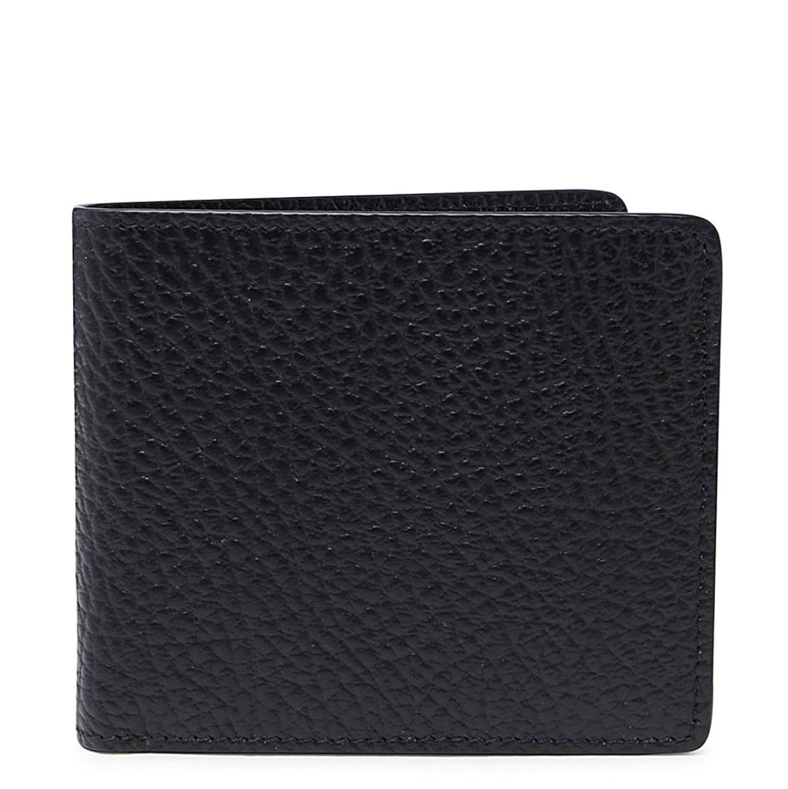 Maison Margiela Grained Black Leather Wallet With Contrast Stitching