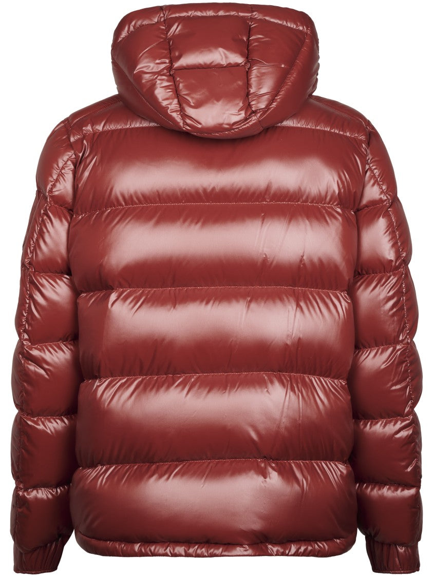 Herno Padded Red Down Jacket With Hood And Quilted Design