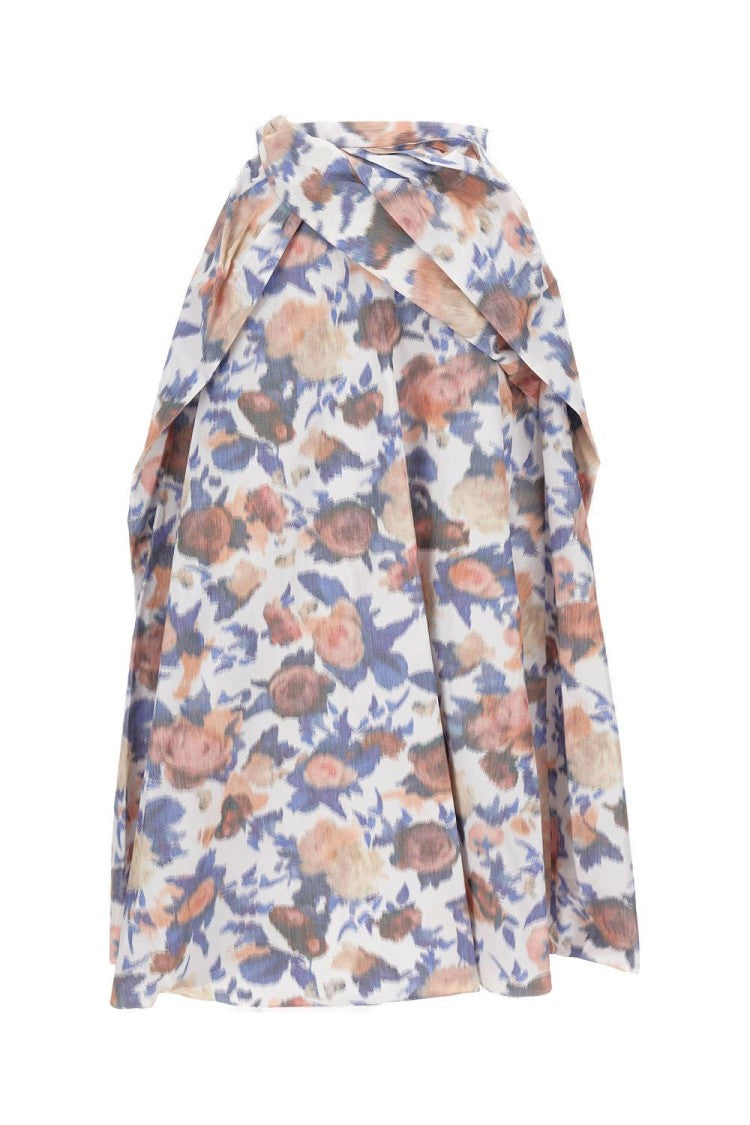Erdem Long Floral Print Maxi Skirt With Pleats
