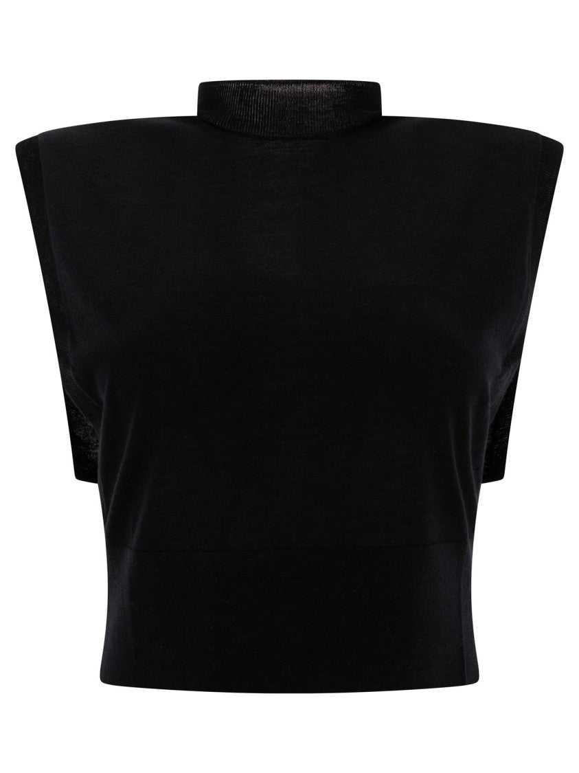 Max Mara Structured Black Knitwear With High Neckline