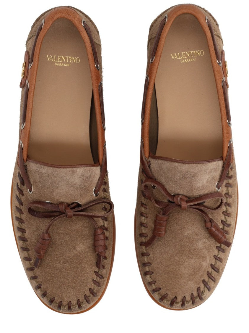 Valentino Garavani Brown Suede Palm Avenue Loafers
