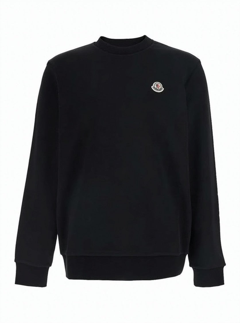 Moncler Long-Sleeve Crewneck Sweatshirt With Subtle Logo Patch