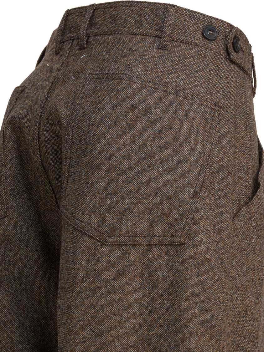 Maison Margiela Wide-Leg Wool Pants With Low Waist