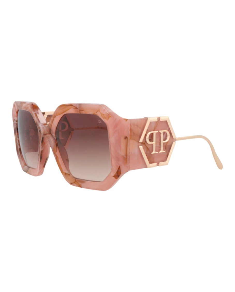 Philipp Plein Square-Frame Acetate Sunglasses With Gradient Lenses And Gold Accents
