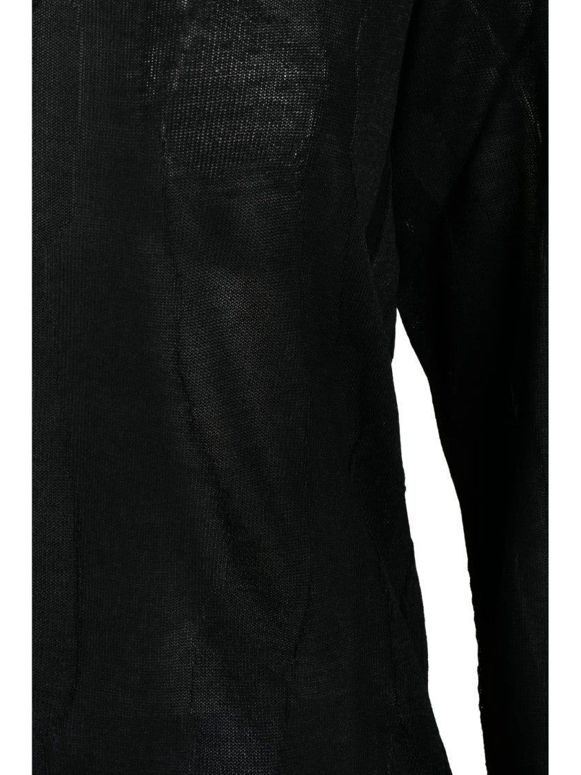 Alpha Studio Black Brushed Viscose-Blend Boat-Neck Top