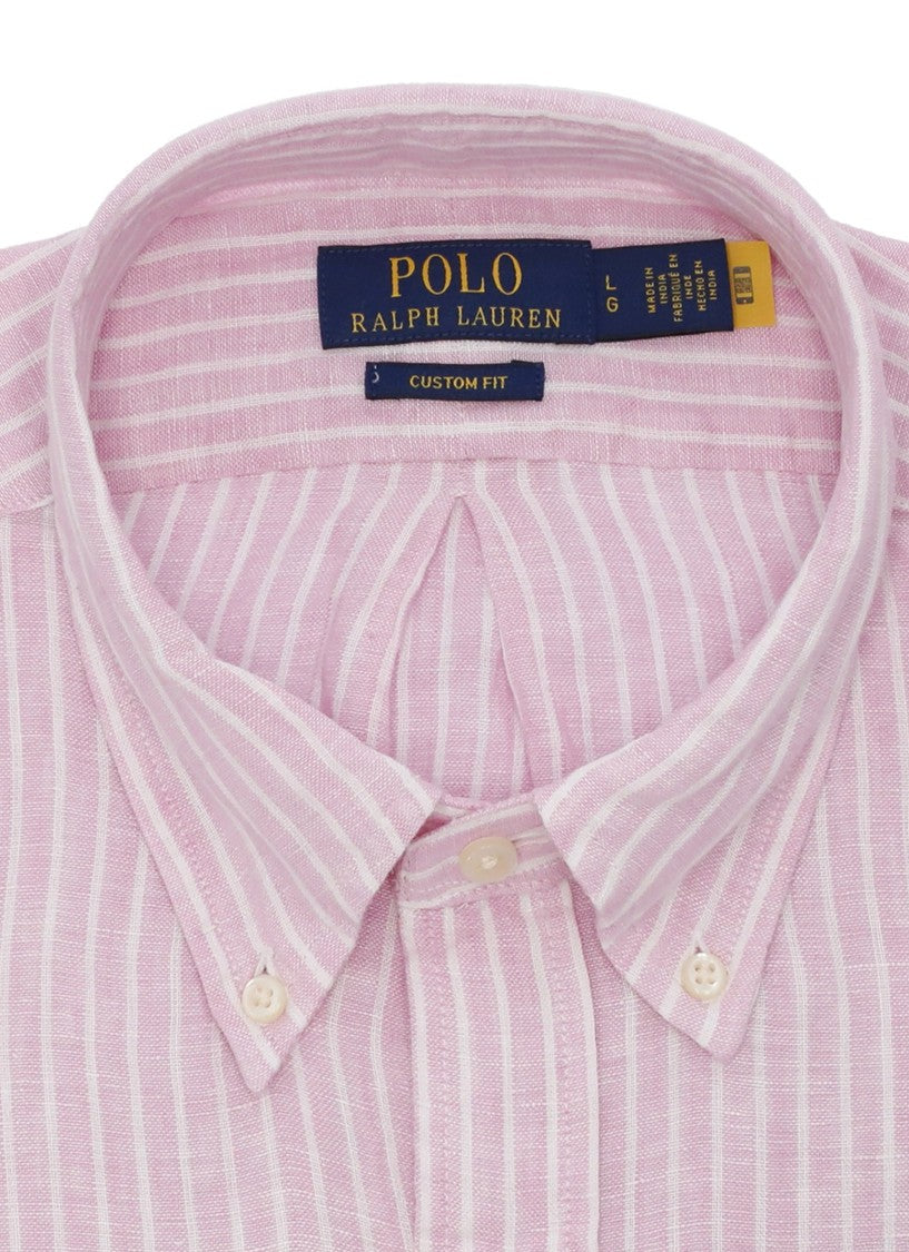 Polo Ralph Lauren Pink Striped Pony Linen Shirt