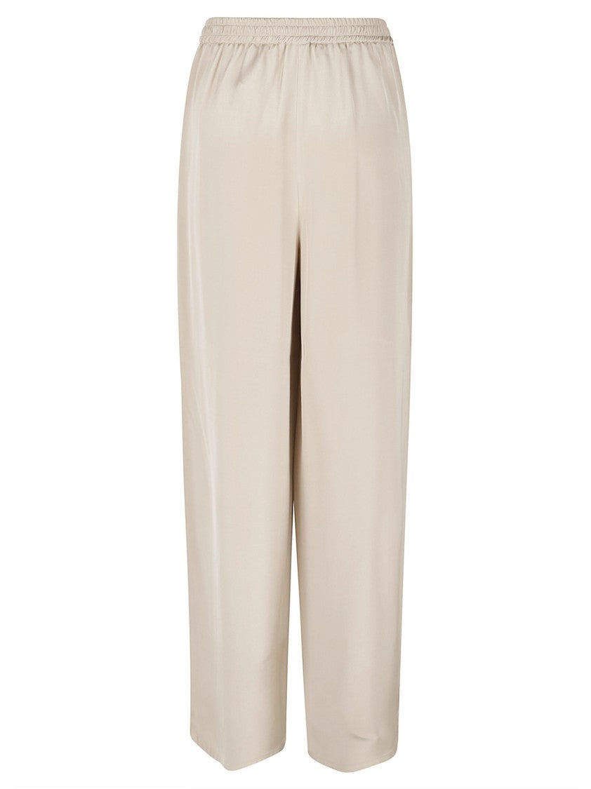 Max Mara Cropped Wide-Leg Trousers In Smooth Silk With Subtle Sheen