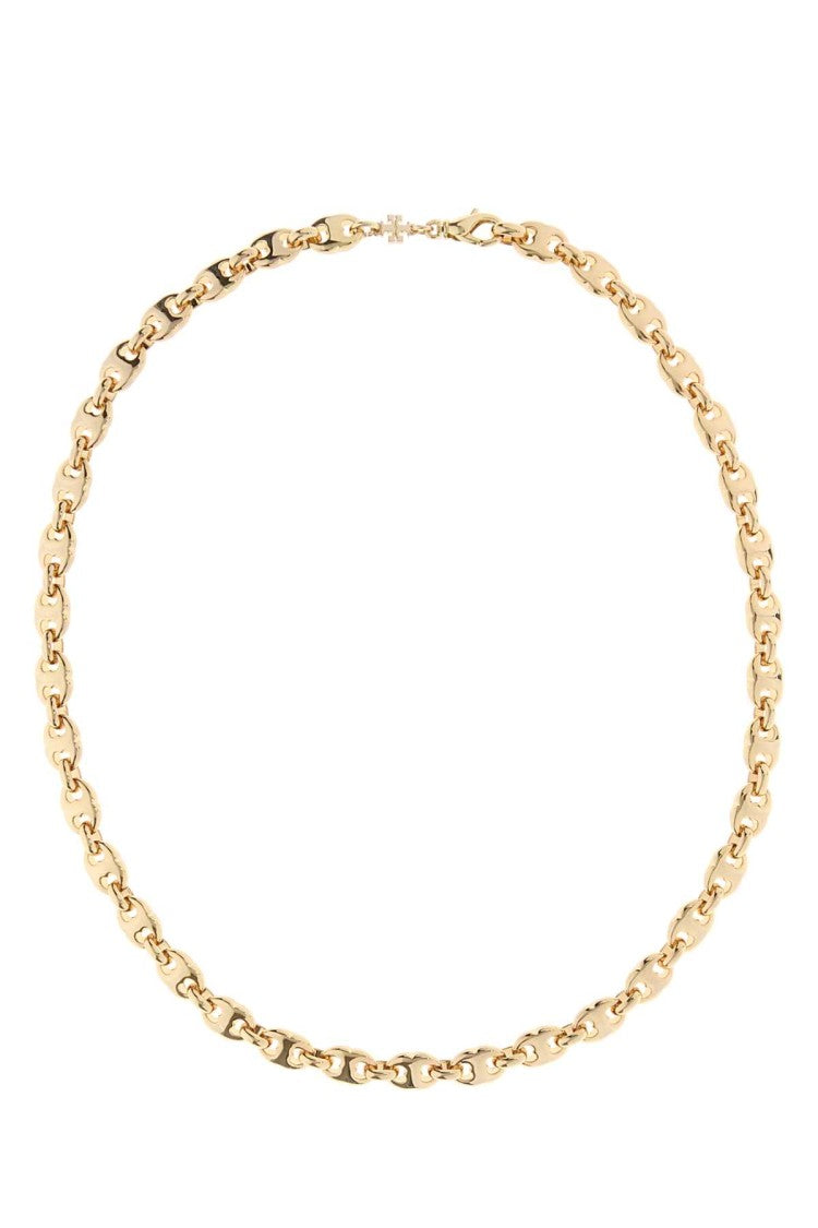 Tory Burch Polished Gold Metal Necklace With Interlocking Links