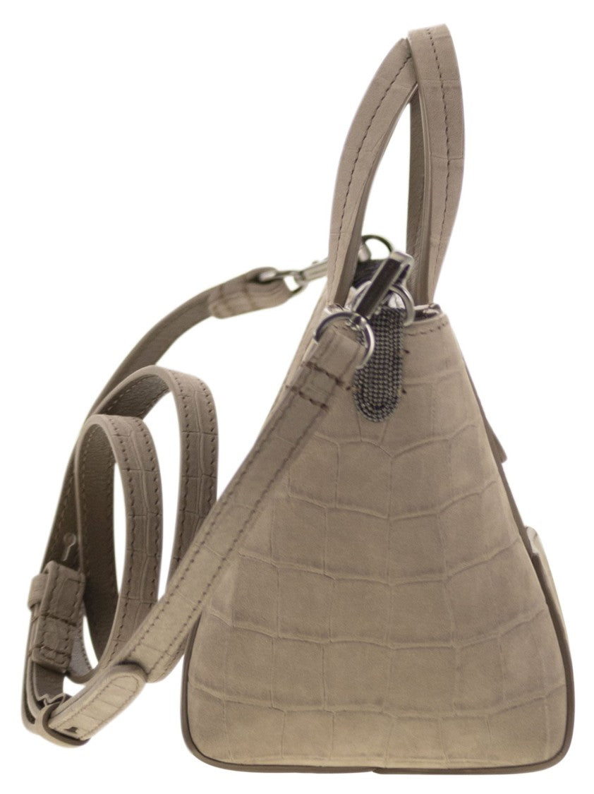 Brunello Cucinelli Bc Duo Mini Nubuck Croc Print Bag