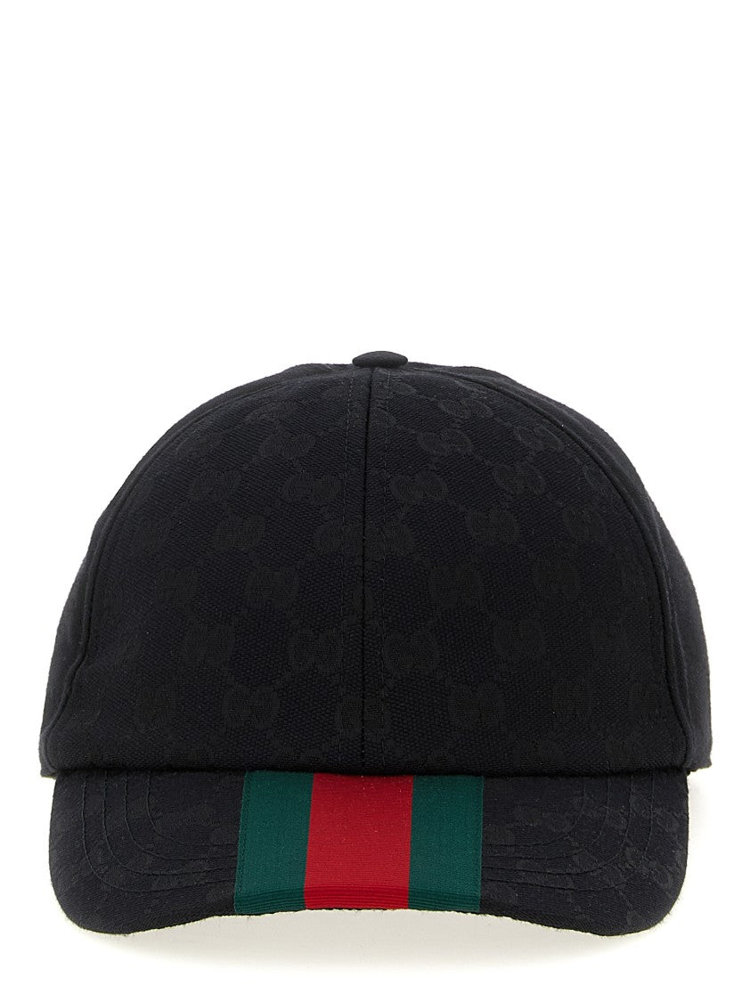 Gucci Original Gg Fabric Cap With Contrasting Ribbon Detail