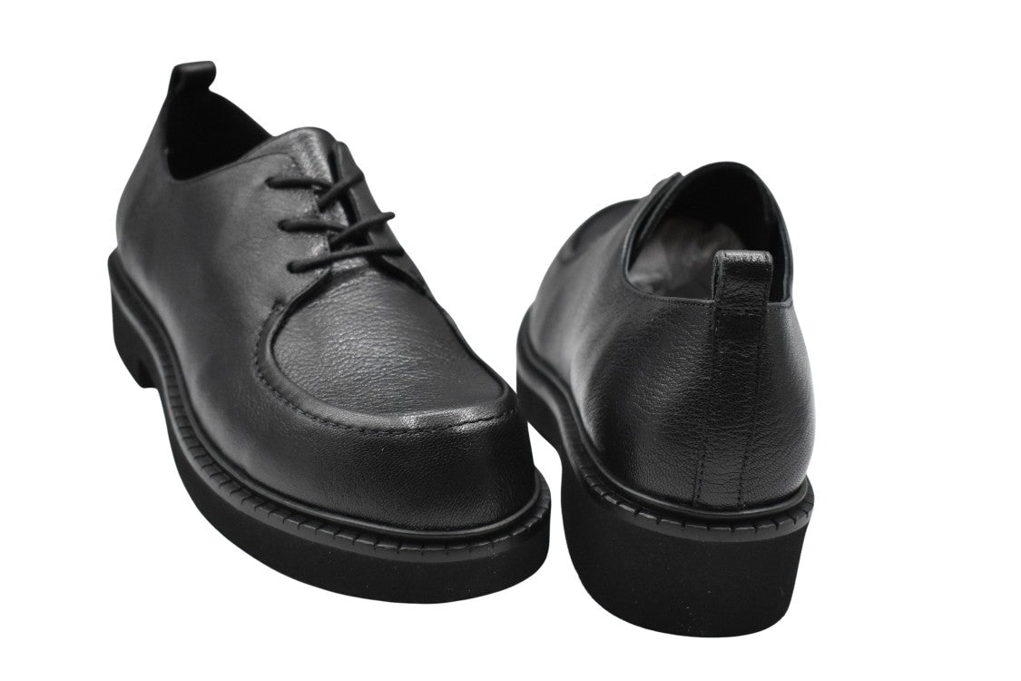 Jeannot Lace-Up Capra Nero Shoes With Textured Leather