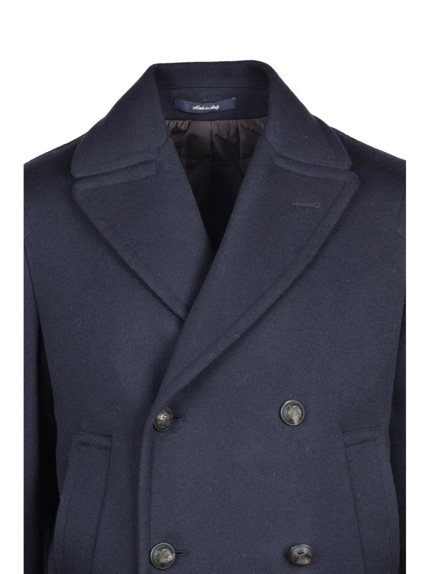 Savese Club Midnight Blue Double-Breasted Virgin Wool Peacoat