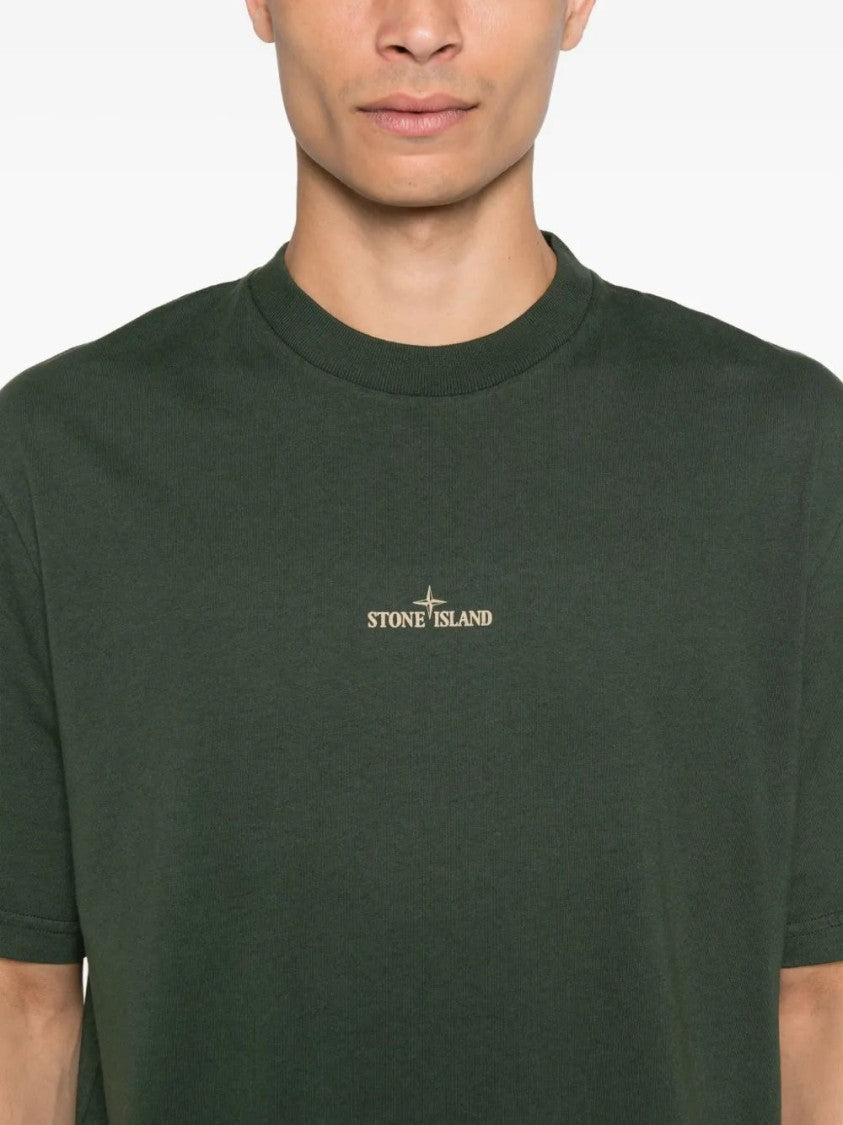 Stone Island Green Logo-Print T-Shirt