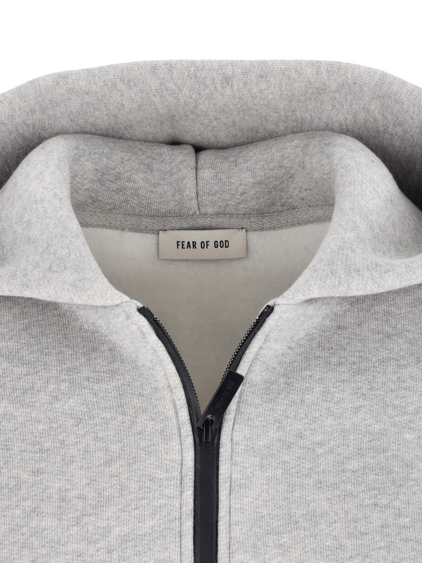Fear Of God Zip-Up Cotton Blend Hoodie With Back Logo
